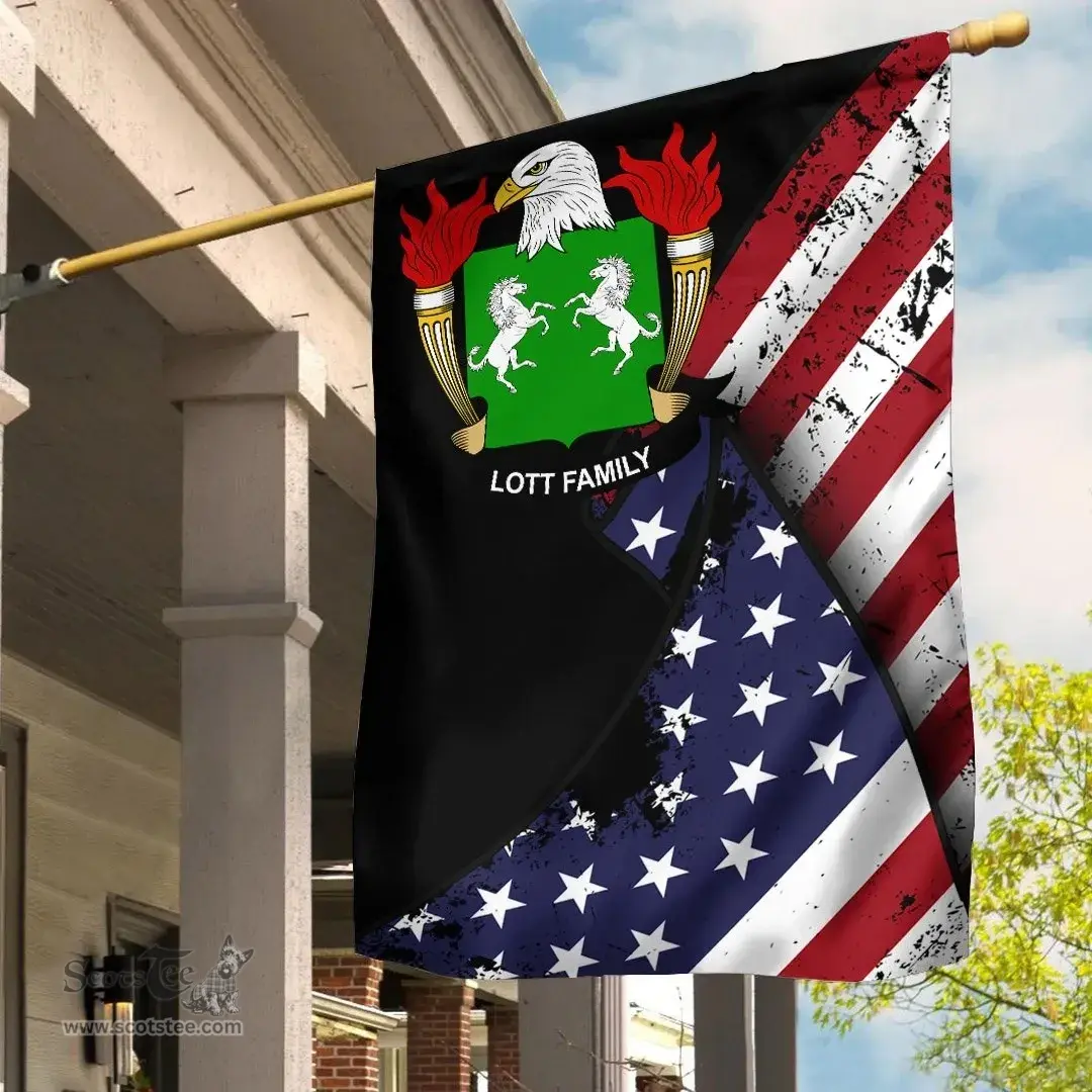American Lott Coat of Arms on American Flag U.S. Flag Garden Flag/ House Flag