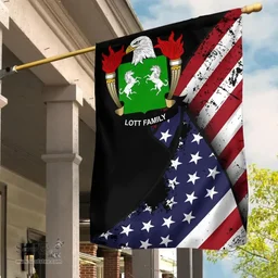 American Lott Coat of Arms on American Flag U.S. Flag Garden Flag/ House Flag