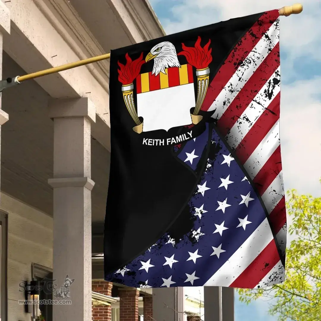 American Keith Coat of Arms on American Flag U.S. Flag Garden Flag/ House Flag
