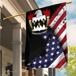 American Kingston Coat of Arms on American Flag U.S. Flag Garden Flag/ House Flag