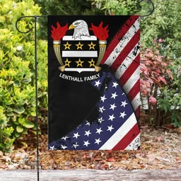 American Lenthall Coat of Arms on American Flag U.S. Flag Garden Flag/ House Flag