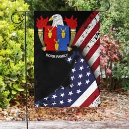 American Dorr Coat of Arms on American Flag U.S. Flag Garden Flag/ House Flag