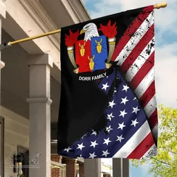 American Dorr Coat of Arms on American Flag U.S. Flag Garden Flag/ House Flag