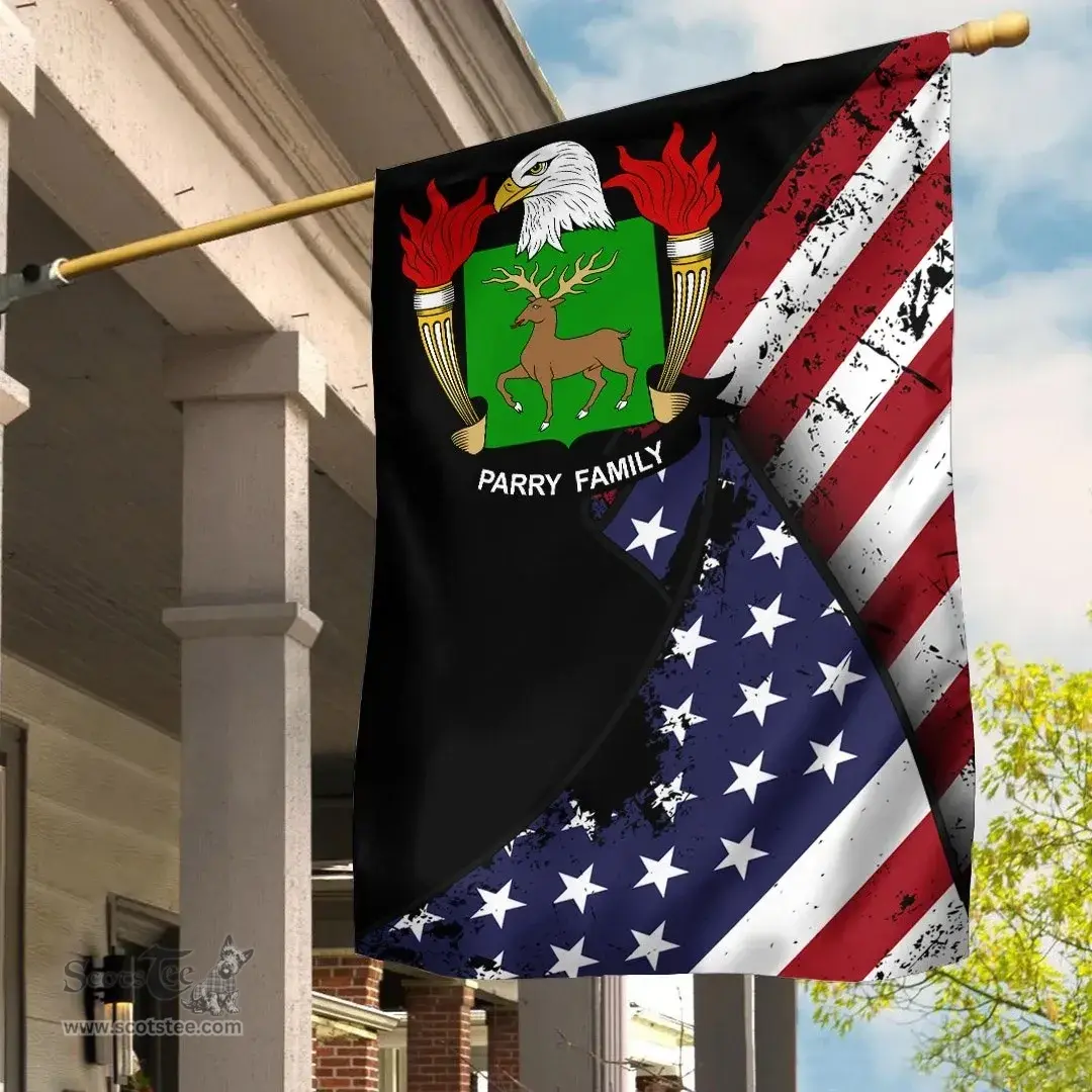 American Parry Coat of Arms on American Flag U.S. Flag Garden Flag/ House Flag