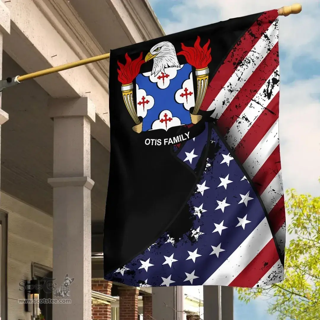 American Otis Coat of Arms on American Flag U.S. Flag Garden Flag/ House Flag