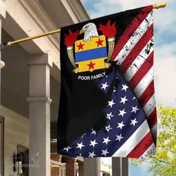 American Poor Coat of Arms on American Flag U.S. Flag Garden Flag/ House Flag
