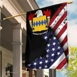 American Penington Coat of Arms on American Flag U.S. Flag Garden Flag/ House Flag