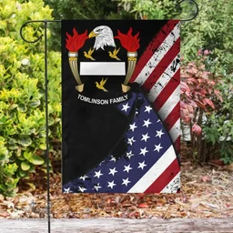 American Tomlinson Coat of Arms on American Flag U.S. Flag Garden Flag/ House Flag