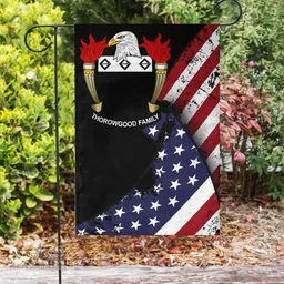 American Thorowgood Coat of Arms on American Flag U.S. Flag Garden Flag/ House Flag