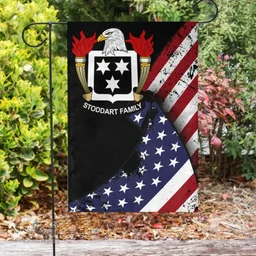 American Stoddart Coat of Arms on American Flag U.S. Flag Garden Flag/ House Flag