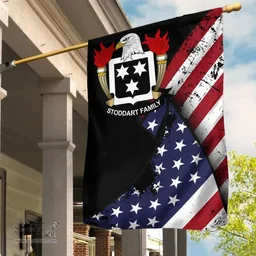 American Stoddart Coat of Arms on American Flag U.S. Flag Garden Flag/ House Flag