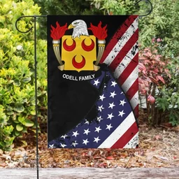 American Odell Coat of Arms on American Flag U.S. Flag Garden Flag/ House Flag