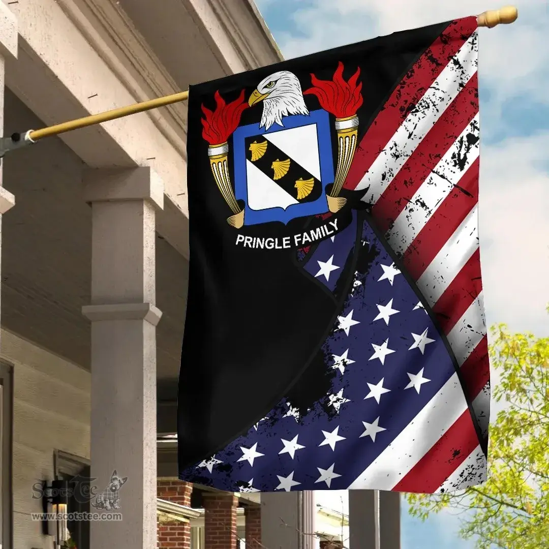 American Pringle Coat of Arms on American Flag U.S. Flag Garden Flag/ House Flag