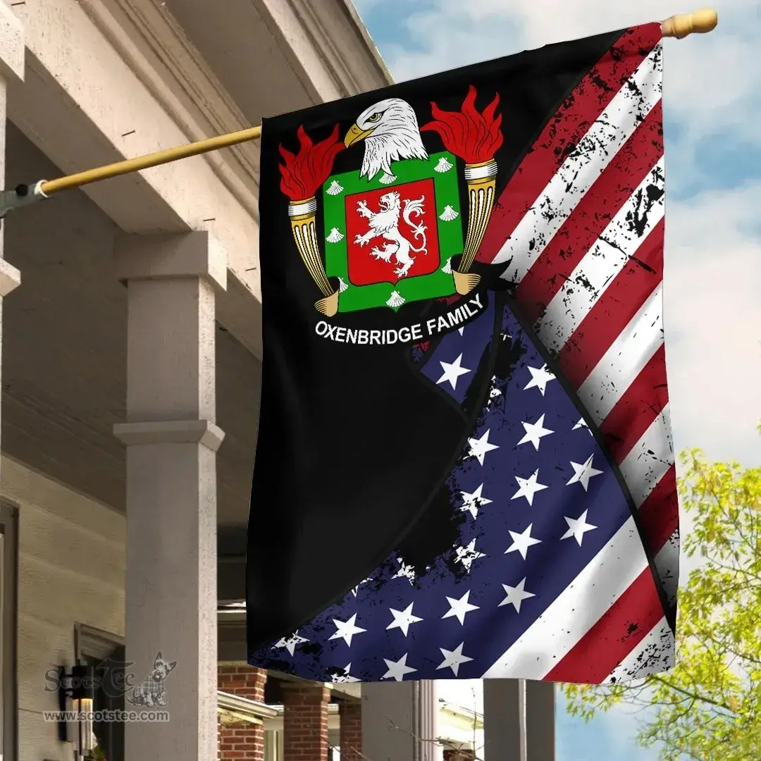 American Oxenbridge Coat of Arms on American Flag U.S. Flag Garden Flag/ House Flag