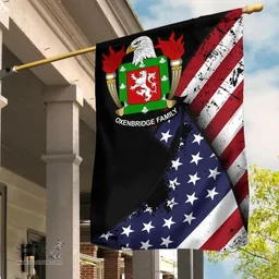American Oxenbridge Coat of Arms on American Flag U.S. Flag Garden Flag/ House Flag