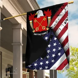 American Smythe Coat of Arms on American Flag U.S. Flag Garden Flag/ House Flag