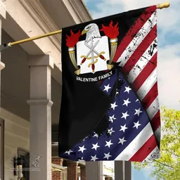American Valentine Coat of Arms on American Flag U.S. Flag Garden Flag/ House Flag