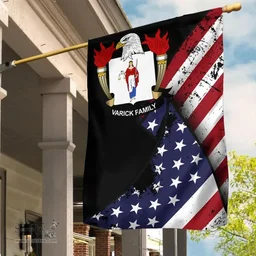 American Varick Coat of Arms on American Flag U.S. Flag Garden Flag/ House Flag