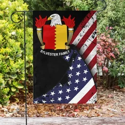 American Sylvester Coat of Arms on American Flag U.S. Flag Garden Flag/ House Flag