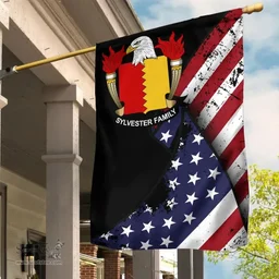 American Sylvester Coat of Arms on American Flag U.S. Flag Garden Flag/ House Flag