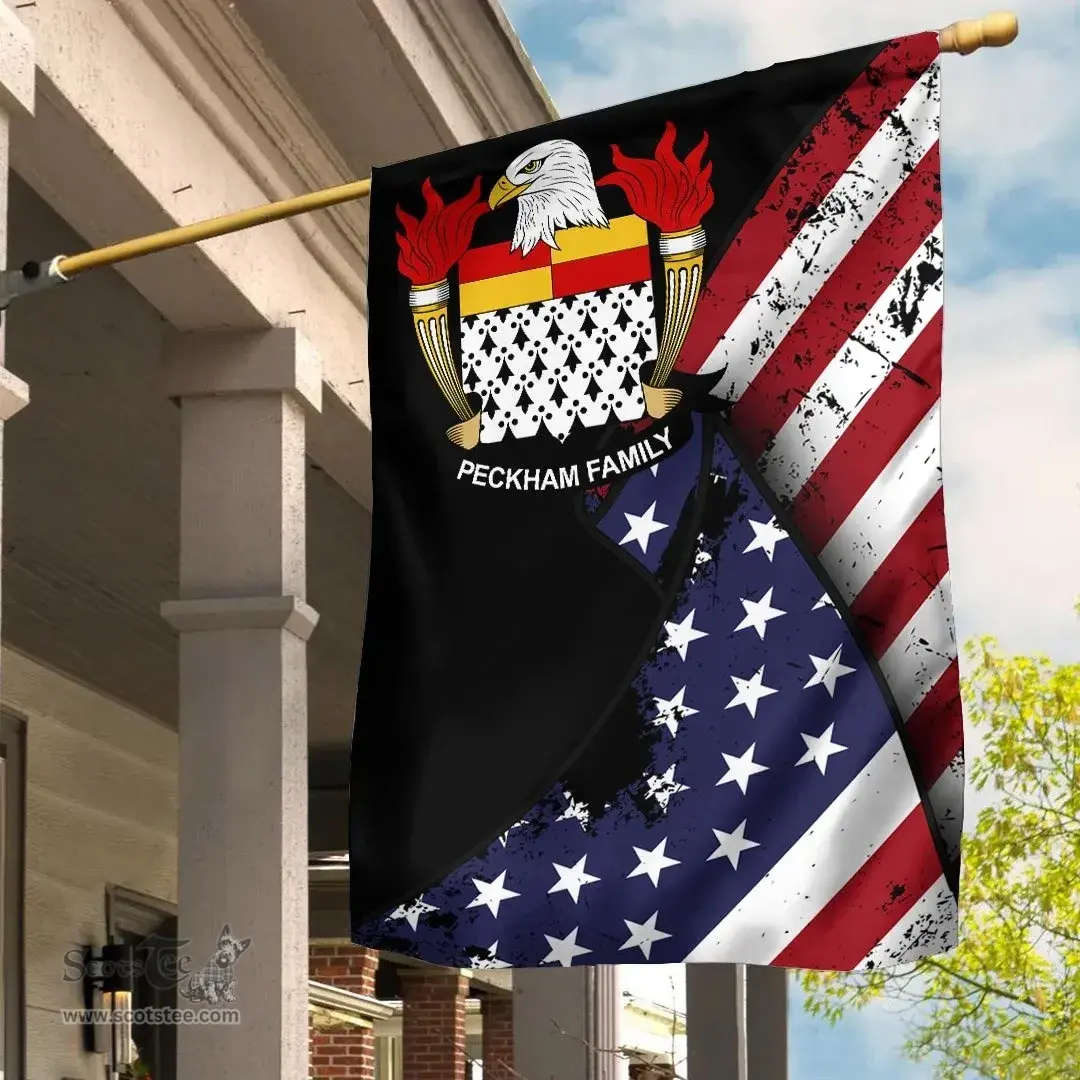 American Peckham Coat of Arms on American Flag U.S. Flag Garden Flag/ House Flag