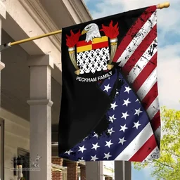 American Peckham Coat of Arms on American Flag U.S. Flag Garden Flag/ House Flag