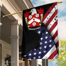 American Wadham Coat of Arms on American Flag U.S. Flag Garden Flag/ House Flag