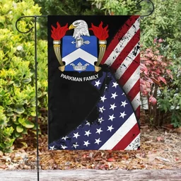 American Parkman Coat of Arms on American Flag U.S. Flag Garden Flag/ House Flag