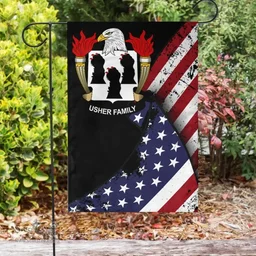 American Usher Coat of Arms on American Flag U.S. Flag Garden Flag/ House Flag