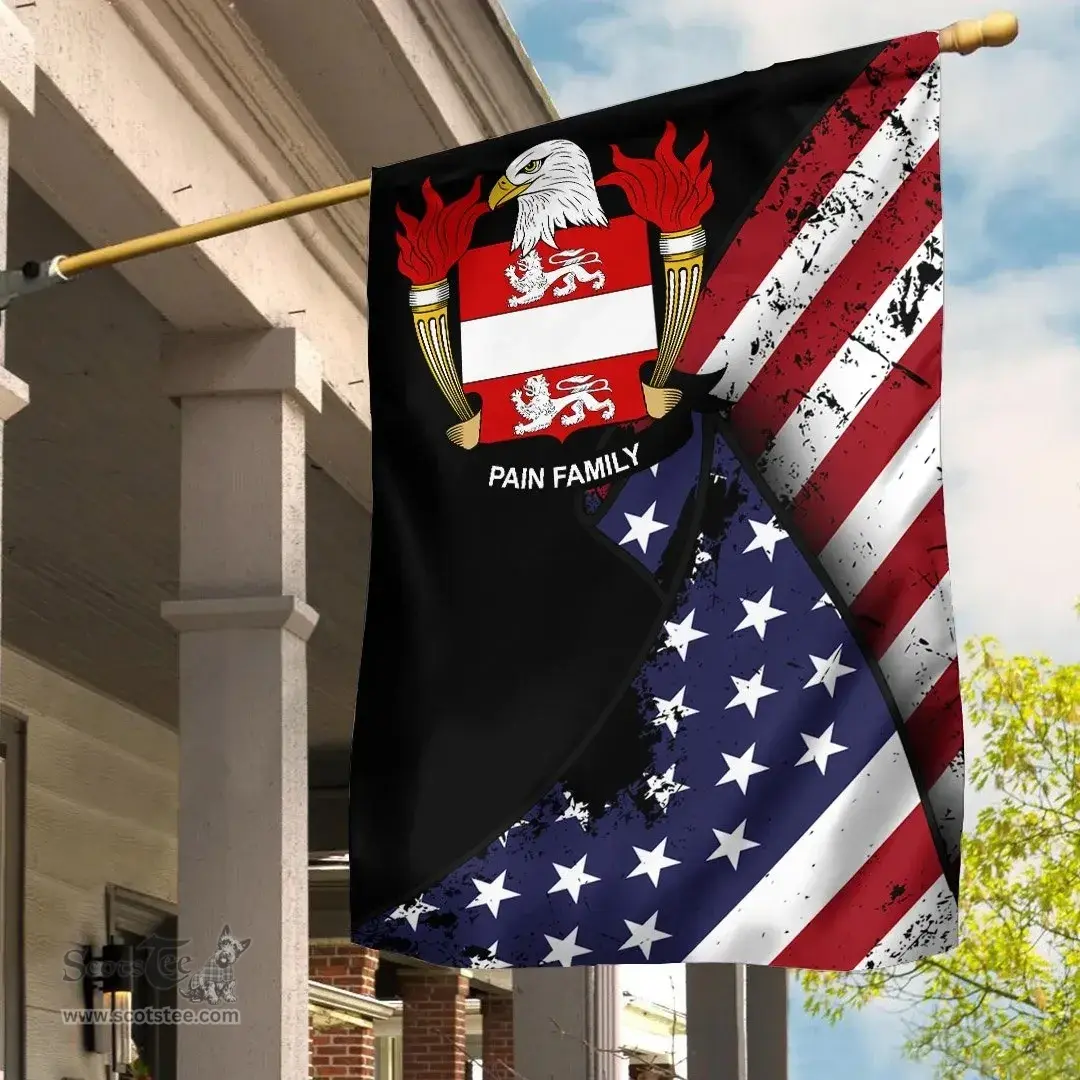 American Pain Coat of Arms on American Flag U.S. Flag Garden Flag/ House Flag