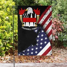 American Truesdell Coat of Arms on American Flag U.S. Flag Garden Flag/ House Flag