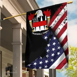 American Truesdell Coat of Arms on American Flag U.S. Flag Garden Flag/ House Flag