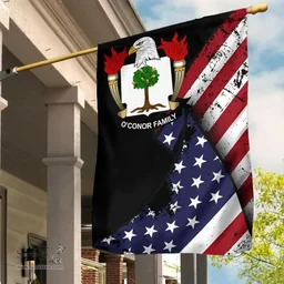 American O'Conor Coat of Arms on American Flag U.S. Flag Garden Flag/ House Flag