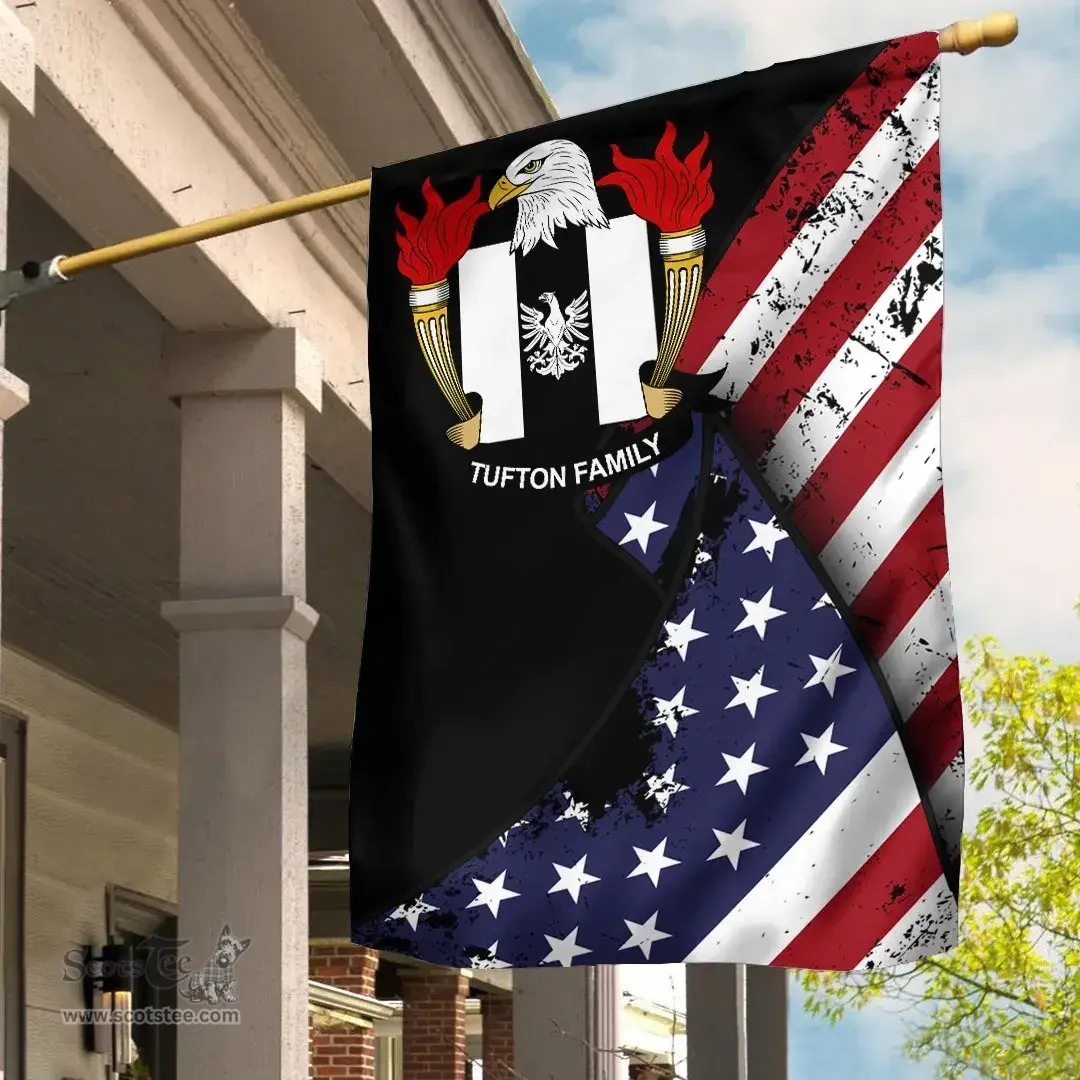 American Tufton Coat of Arms on American Flag U.S. Flag Garden Flag/ House Flag