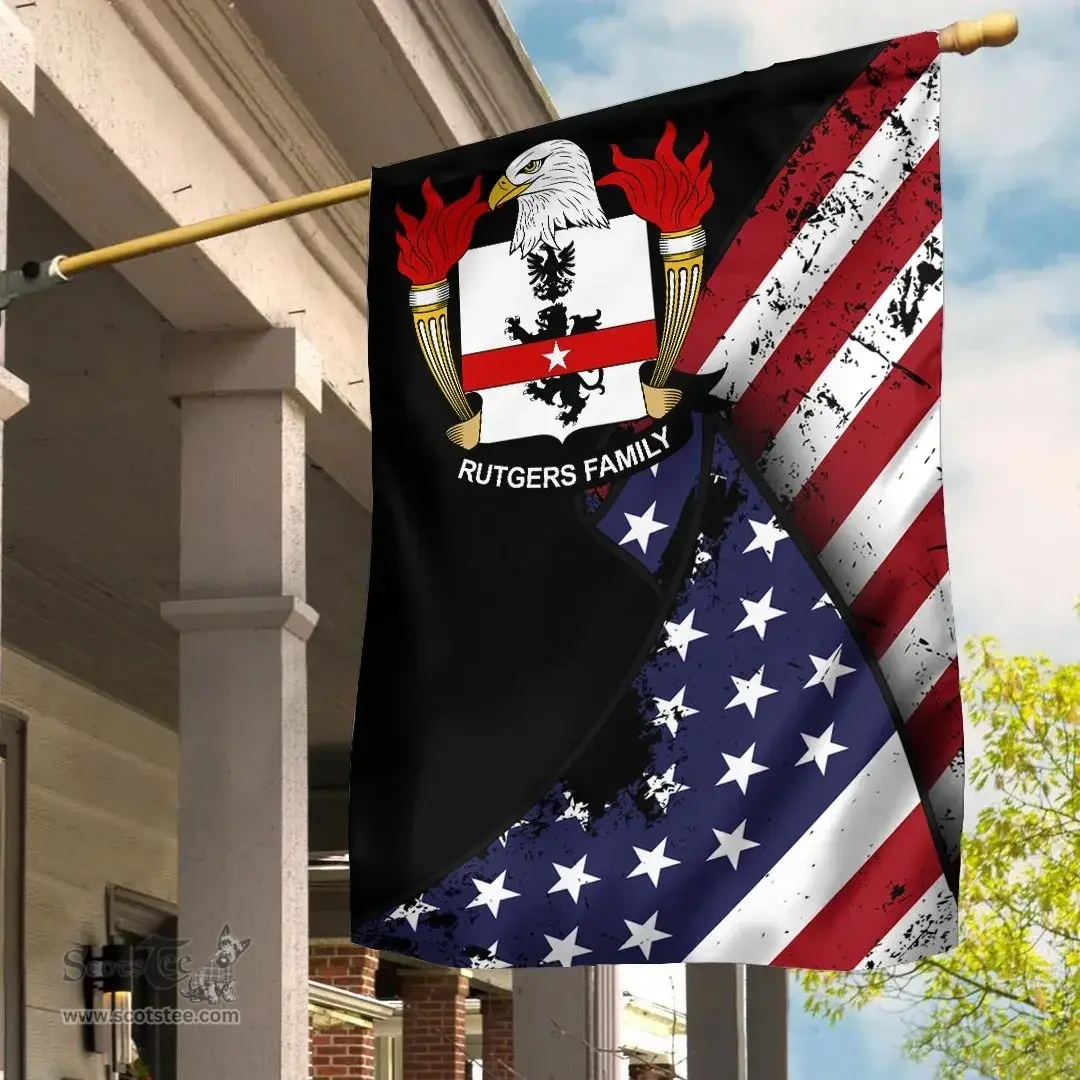 American Rutgers Coat of Arms on American Flag U.S. Flag Garden Flag/ House Flag