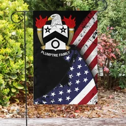 American Plumptre Coat of Arms on American Flag U.S. Flag Garden Flag/ House Flag