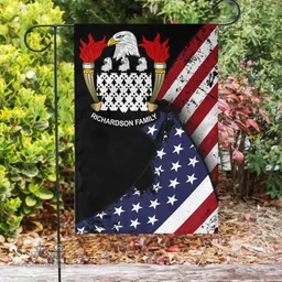 American Richardson Coat of Arms on American Flag U.S. Flag Garden Flag/ House Flag