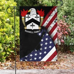 American Russell Coat of Arms on American Flag U.S. Flag Garden Flag/ House Flag