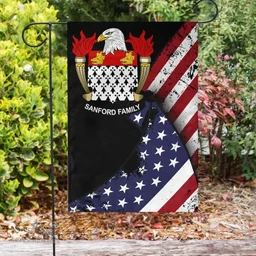 American Sanford Coat of Arms on American Flag U.S. Flag Garden Flag/ House Flag