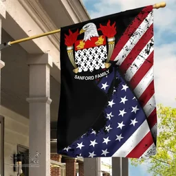 American Sanford Coat of Arms on American Flag U.S. Flag Garden Flag/ House Flag