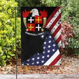 American Somervell Coat of Arms on American Flag U.S. Flag Garden Flag/ House Flag