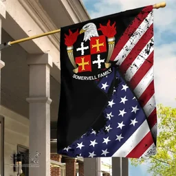 American Somervell Coat of Arms on American Flag U.S. Flag Garden Flag/ House Flag