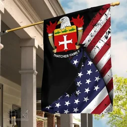 American Thatcher Coat of Arms on American Flag U.S. Flag Garden Flag/ House Flag