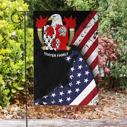 American Thayer Coat of Arms on American Flag U.S. Flag Garden Flag/ House Flag
