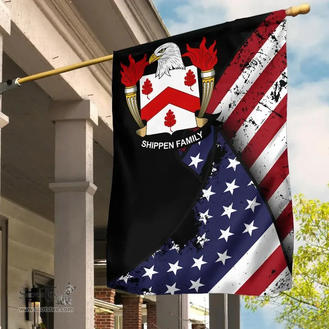 American Shippen Coat of Arms on American Flag U.S. Flag Garden Flag/ House Flag