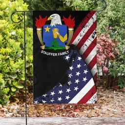 American Stauffer Coat of Arms on American Flag U.S. Flag Garden Flag/ House Flag