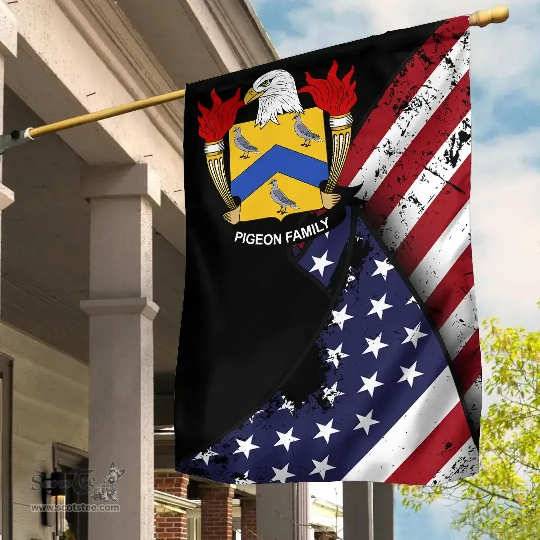 American Pigeon Coat of Arms on American Flag U.S. Flag Garden Flag/ House Flag