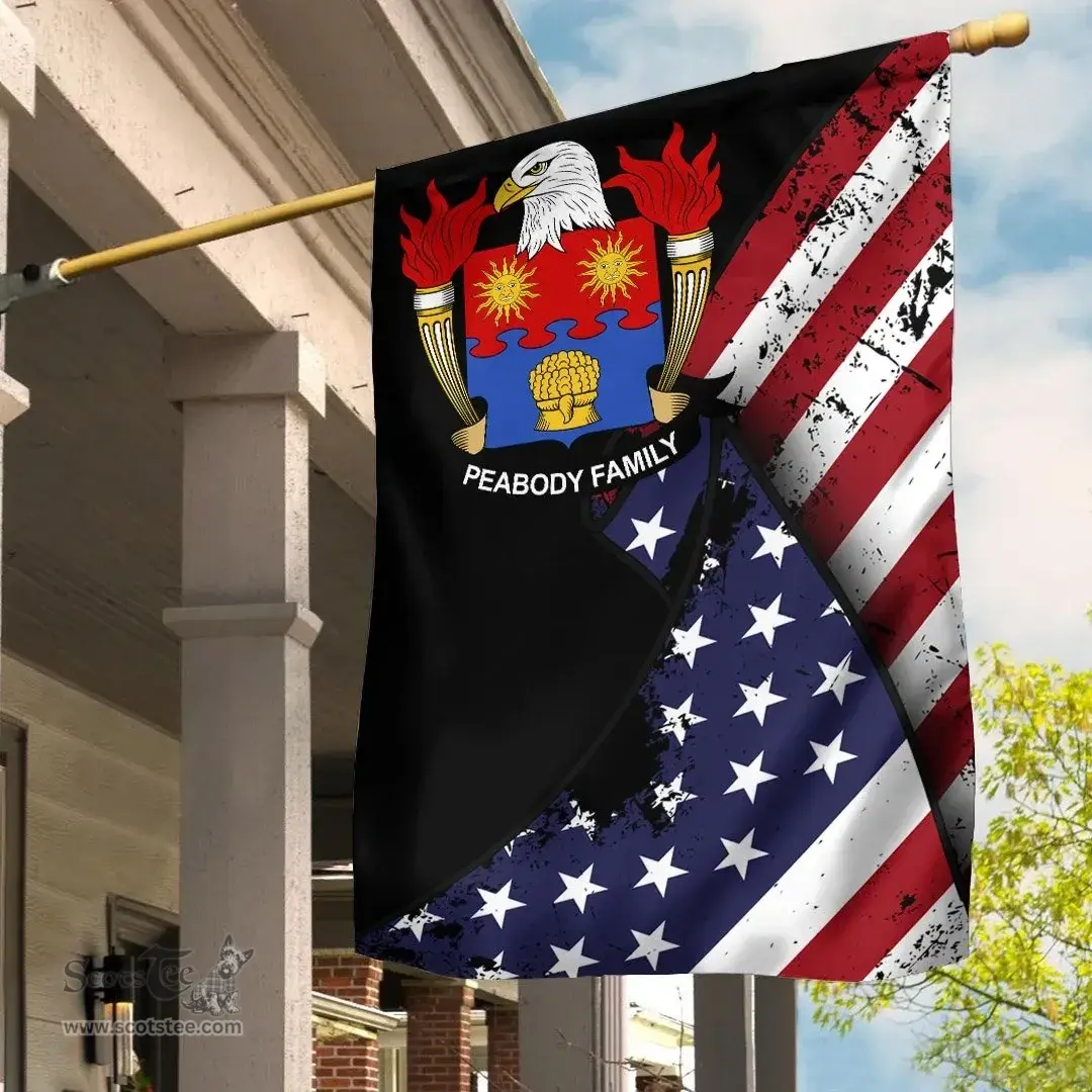 American Peabody Coat of Arms on American Flag U.S. Flag Garden Flag/ House Flag