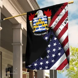 American Tooker Coat of Arms on American Flag U.S. Flag Garden Flag/ House Flag