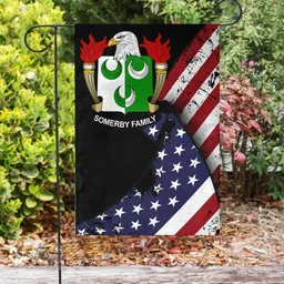 American Somerby Coat of Arms on American Flag U.S. Flag Garden Flag/ House Flag